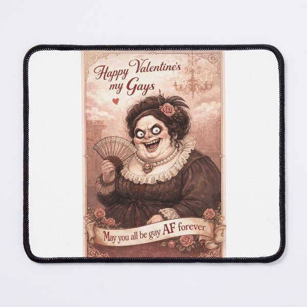Item preview, Happy Valentine’s My Gays – Gothic Aristocrat Drag Queen with Fan and Roses designed and sold by Places On Earth.