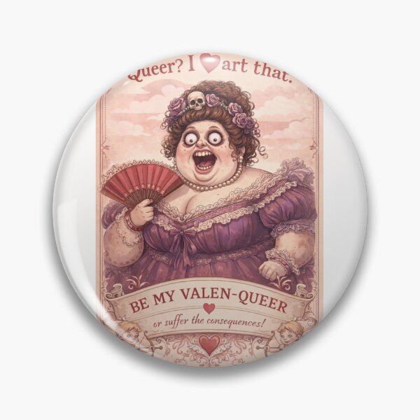 Item preview, Queer? I Heart That – Skull-Crowned Drag Valentine Diva Threatens with Love designed and sold by Places On Earth.