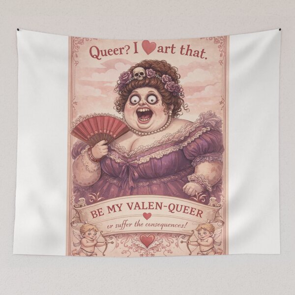 Item preview, Queer? I Heart That – Skull-Crowned Drag Valentine Diva Threatens with Love designed and sold by Places On Earth.