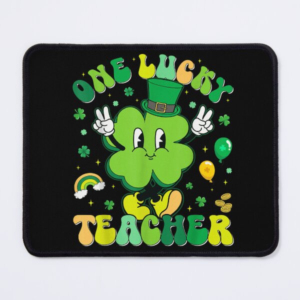 Item preview, One Lucky Teacher Retro Shamrock Leprechaun St Patricks Day School Art designed and sold by Altenpendinton.