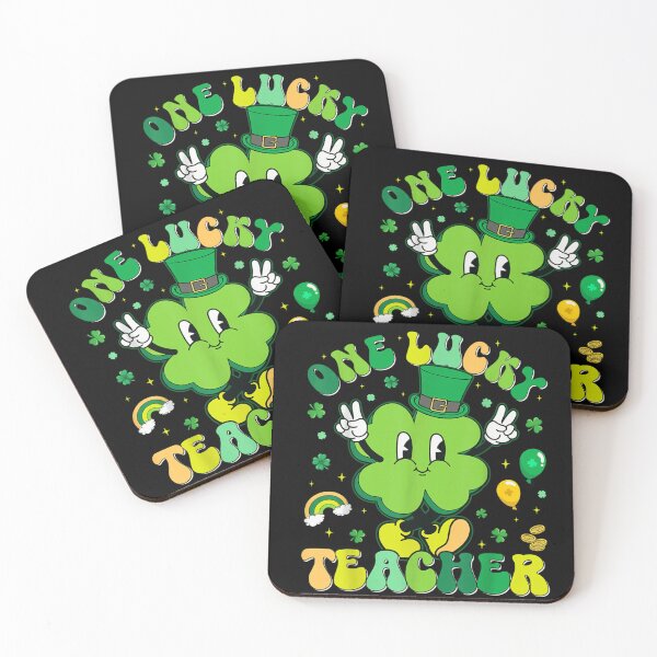 Item preview, One Lucky Teacher Retro Shamrock Leprechaun St Patricks Day School Art designed and sold by Altenpendinton.