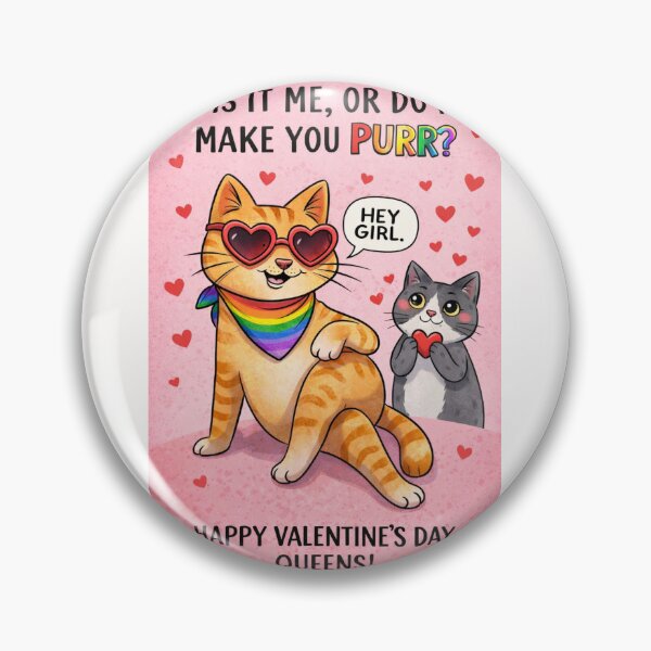 Item preview, Is It Me, or Do I Make You Purr? Rainbow-Loving Heart-Eyed Cat and Smitten Sidekick designed and sold by Places On Earth.