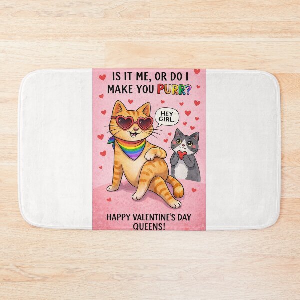 Item preview, Is It Me, or Do I Make You Purr? Rainbow-Loving Heart-Eyed Cat and Smitten Sidekick designed and sold by Places On Earth.