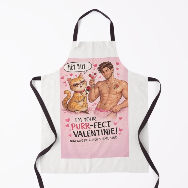 Item preview, I’m Your Purr-fect Valentinie – Sexy Gay Hunk with Cat Companion and Strawberry Martini designed and sold by Places On Earth.