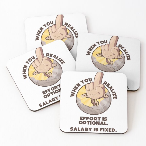 Item preview, Meditating swearing middle finger enlightenment – “When you realize effort is optional, salary is fixed” (US spelling on light colors) designed and sold by messy-nessie.