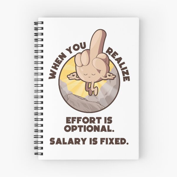 Item preview, Meditating swearing middle finger enlightenment – “When you realize effort is optional, salary is fixed” (US spelling on light colors) designed and sold by messy-nessie.