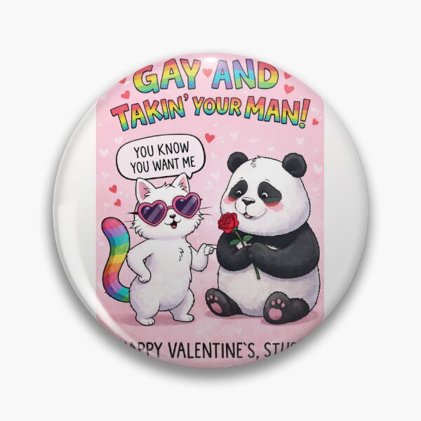 Item preview, Gay and Takin’ Your Man – Sassy Cat Flirts with Panda Holding a Rose designed and sold by Places On Earth.
