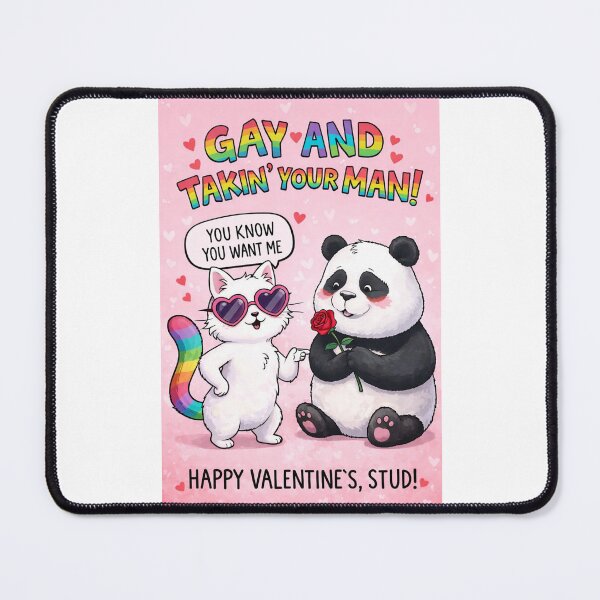Item preview, Gay and Takin’ Your Man – Sassy Cat Flirts with Panda Holding a Rose designed and sold by Places On Earth.
