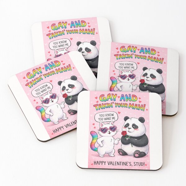 Item preview, Gay and Takin’ Your Man – Sassy Cat Flirts with Panda Holding a Rose designed and sold by Places On Earth.