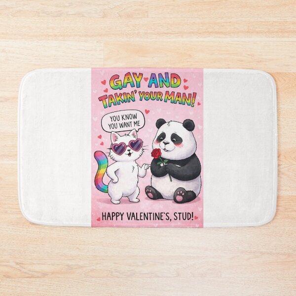 Item preview, Gay and Takin’ Your Man – Sassy Cat Flirts with Panda Holding a Rose designed and sold by Places On Earth.