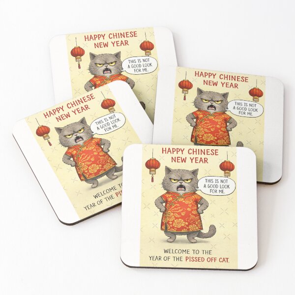 Item preview, Pissed Off Cat in Cheongsam – Grumpy Feline Celebrates Chinese New Year designed and sold by Places On Earth.