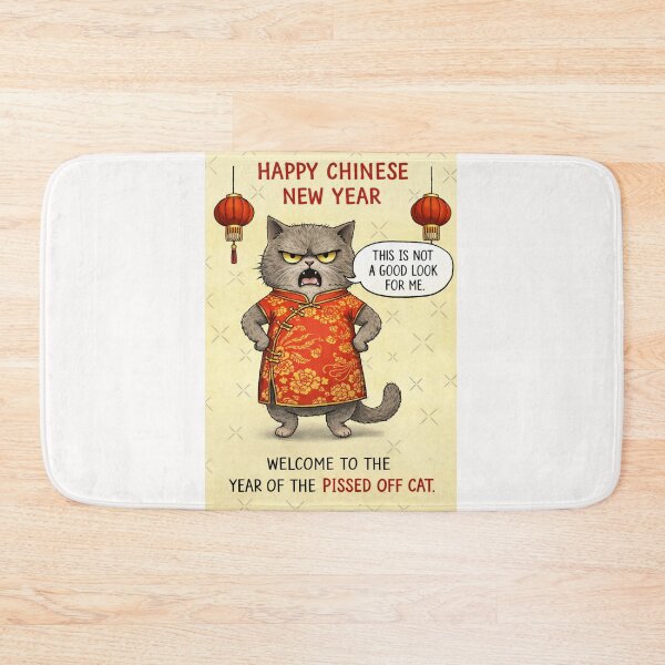 Item preview, Pissed Off Cat in Cheongsam – Grumpy Feline Celebrates Chinese New Year designed and sold by Places On Earth.