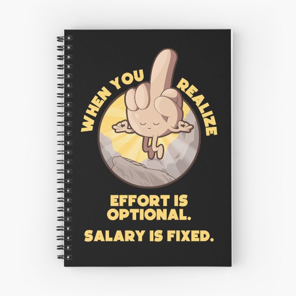 Item preview, Meditating swearing middle finger enlightenment – “When you realize effort is optional, salary is fixed” (US spelling on dark colors) designed and sold by messy-nessie.