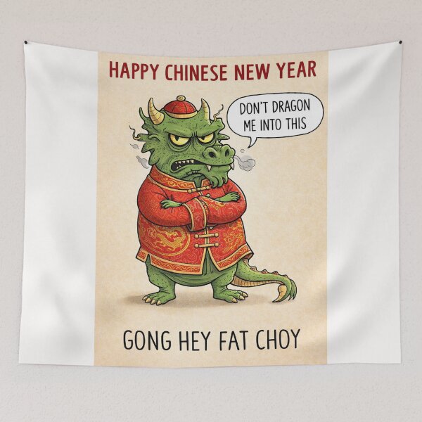 Item preview, Don’t Dragon Me Into This – Grouchy Dragon in Gold-Trimmed Robe for Chinese New Year designed and sold by Places On Earth.