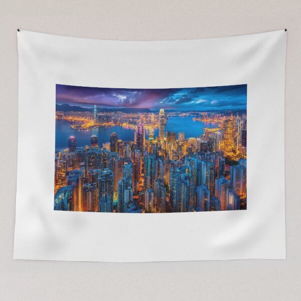 Item preview, Stunning Nightscape of Hong Kong's Skyline at dusk designed and sold by Artessie.