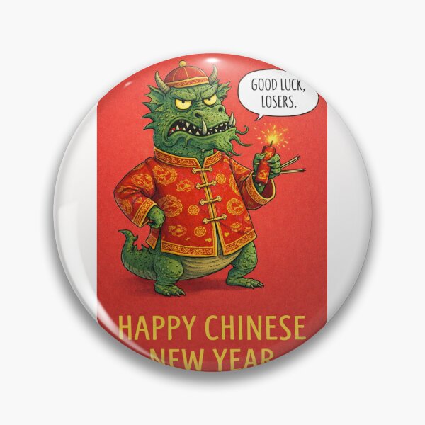Item preview, Good Luck Losers – Fierce Dragon with Firecracker in Red Jacket for Chinese New Year designed and sold by Places On Earth.