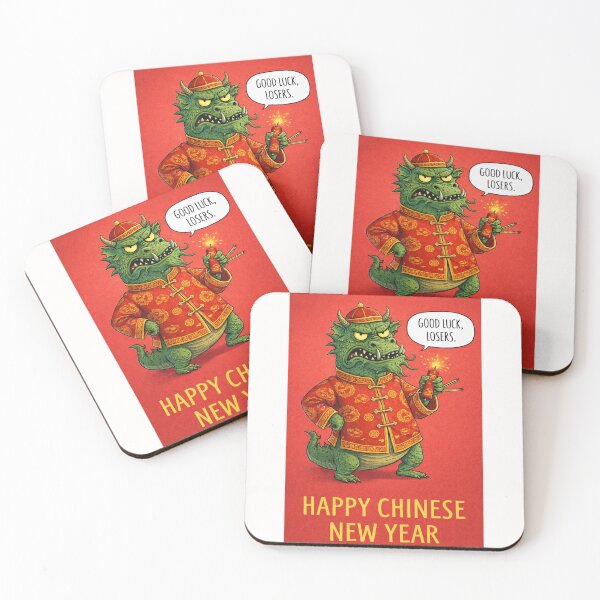 Item preview, Good Luck Losers – Fierce Dragon with Firecracker in Red Jacket for Chinese New Year designed and sold by Places On Earth.