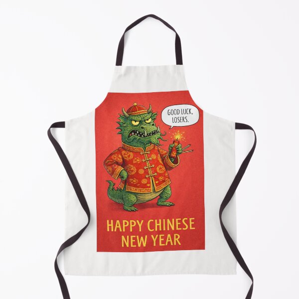 Item preview, Good Luck Losers – Fierce Dragon with Firecracker in Red Jacket for Chinese New Year designed and sold by Places On Earth.