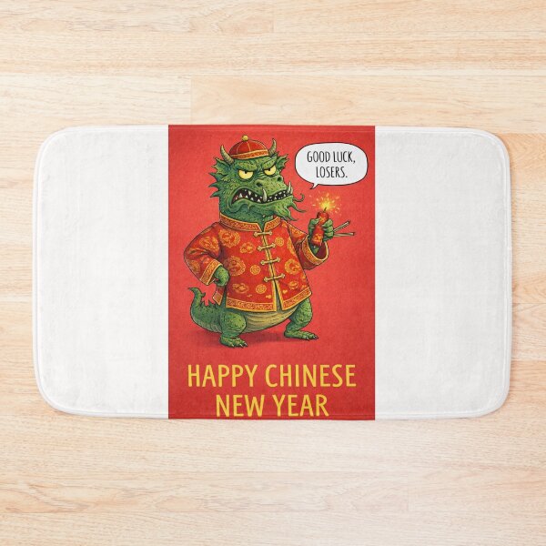 Item preview, Good Luck Losers – Fierce Dragon with Firecracker in Red Jacket for Chinese New Year designed and sold by Places On Earth.
