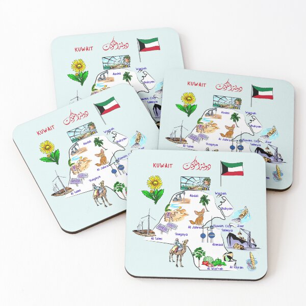 Item preview, Kuwait Map Art, Icons & Landmarks designed and sold by mashmosh.