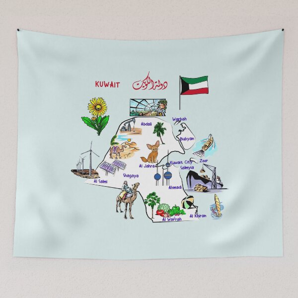Item preview, Kuwait Map Art, Icons & Landmarks designed and sold by mashmosh.