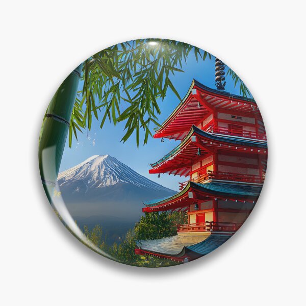 Item preview, Traditional Pagoda Surrounded by Bamboo and Mountains designed and sold by Artessie.