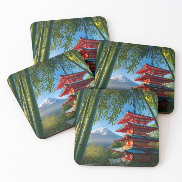 Item preview, Traditional Pagoda Surrounded by Bamboo and Mountains designed and sold by Artessie.