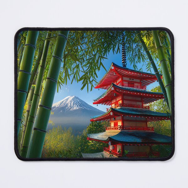 Item preview, Traditional Pagoda Surrounded by Bamboo and Mountains designed and sold by Artessie.