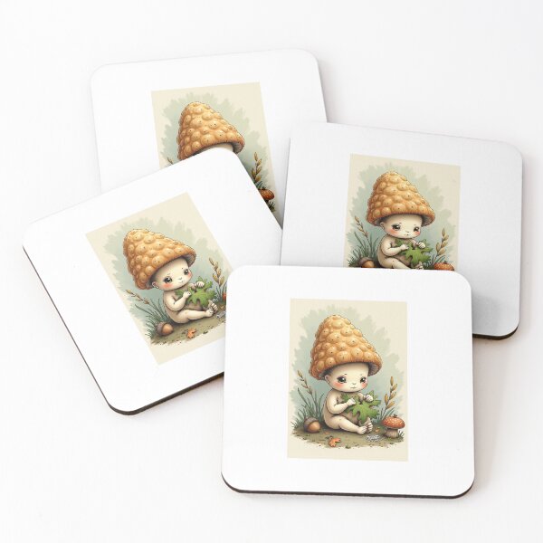 Item preview, Mending Day Morel Mushroom Folk Art / Cottagecore Forest Creature designed and sold by PictorialWhimsy.