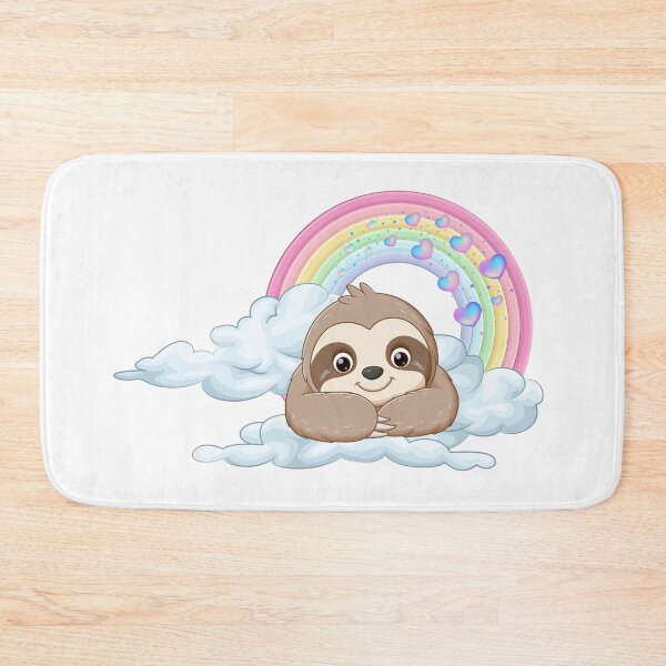 Item preview, Dreamy Sloth - Cute Sloth Resting on Clouds with Rainbow & Hearts designed and sold by Love3Happy.