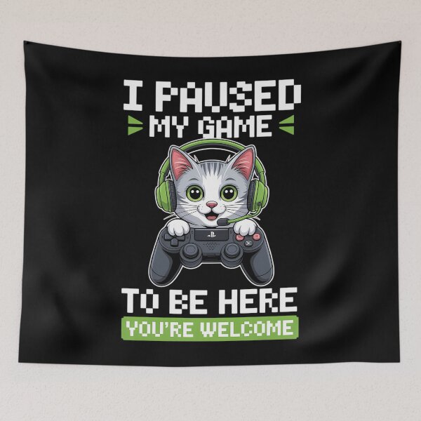 Item preview, I Paused My Game To Be Here Gamer Cat Video Games Grunge designed and sold by LittleBO5.