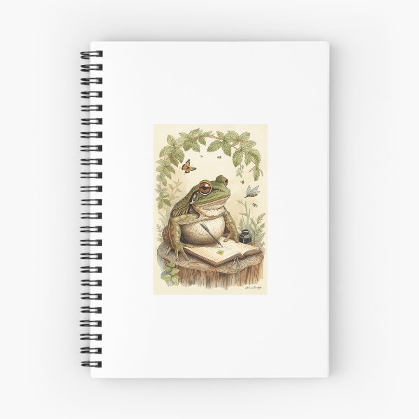 Item preview, Writing in the Garden Frog Art / Cottagecore Frog Illustration designed and sold by PictorialWhimsy.