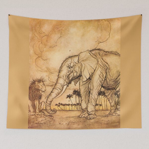 Item preview, Arthur Rackham - Aesop's Fables 1912 - Lion, Jupiter & Elephant designed and sold by Grand Illusions.