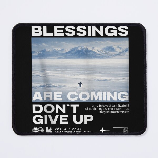 Item preview, Blessings Are Coming Dont Give Up Inspirational Penguin Arctic Landscape Art designed and sold by JolinChinn.