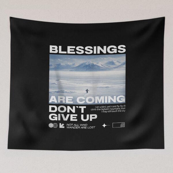 Item preview, Blessings Are Coming Dont Give Up Inspirational Penguin Arctic Landscape Art designed and sold by JolinChinn.