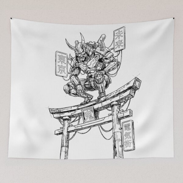 Item preview, Torii Gate Guardian - Japanese Cyber Oni designed and sold by bapupa.