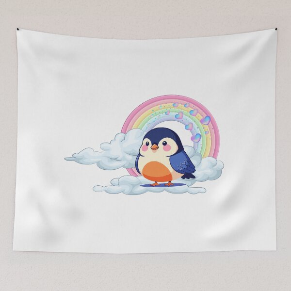Item preview, Sweet Songbird - Plump Bird on a Cloud with Rainbow Hearts designed and sold by Love3Happy.