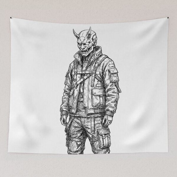 Item preview, Techwear Oni Guard - Japanese Cyberpunk Oni designed and sold by bapupa.