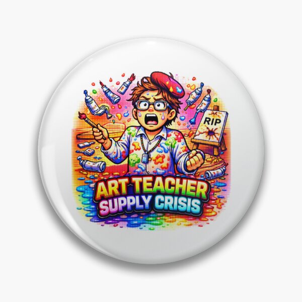 Item preview, Y2K Art Teacher Sticker - Supply Crisis Panic designed and sold by OrikuStudio.