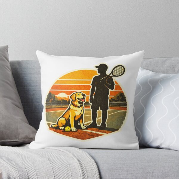 Item preview, Tennis Dog Dad and Labrador – Retro Athlete Badge designed and sold by PawPrintCustom.
