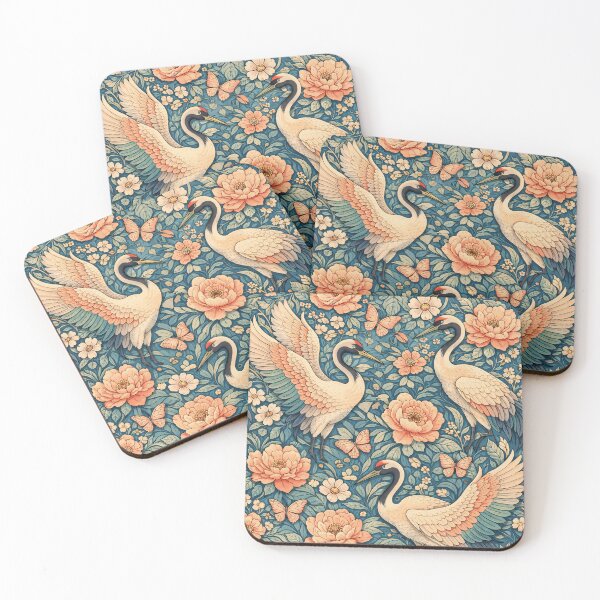 Artikelvorschau, Kranich- und Schmetterlings-Tessellation entworfen und verkauft von TenderPawStudio.