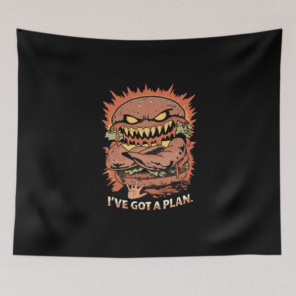 Item preview, Evil Burger Comic Art – “I’ve Got a Plan” Funny Food Horror Illustration designed and sold by Popstudio85.