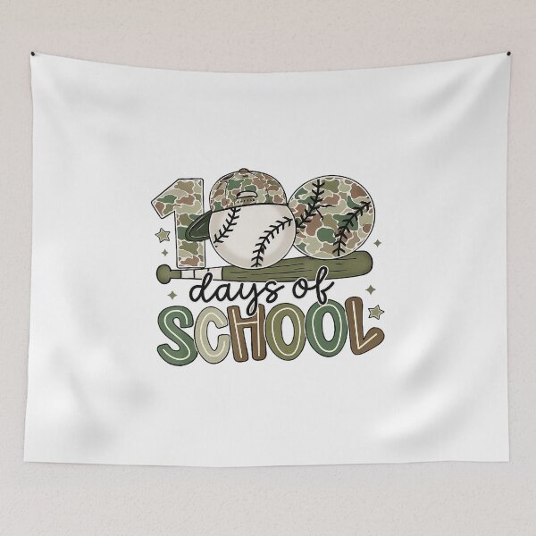 Item preview, 100 days of SCHOOL Baseball Camo Celebration Graphic designed and sold by miaa-artistshop.