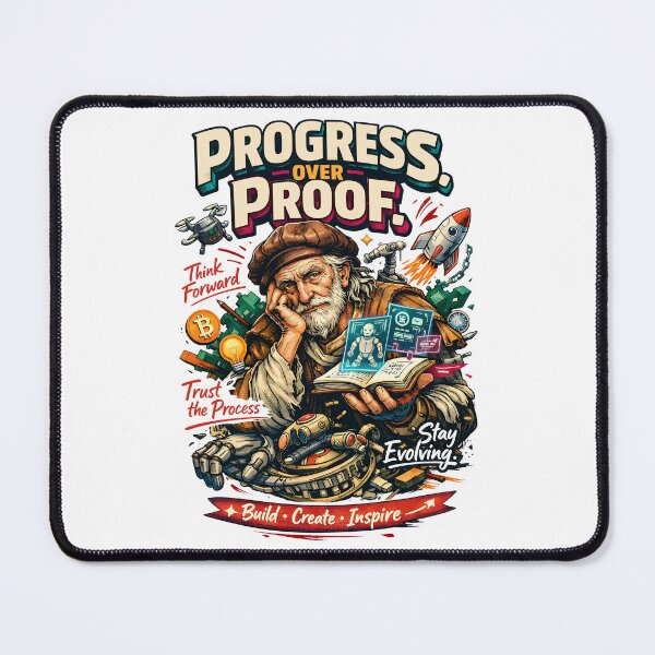 Item preview, Progress Over Proof Renaissance Inventor Wall Art - Vintage Da Vinci Style AI Future Technology & Entrepreneur Motivation - Retro Tech Evolution Poster for Home Office Decor by Vivaan Studio designed and sold by Vivaan Studio.