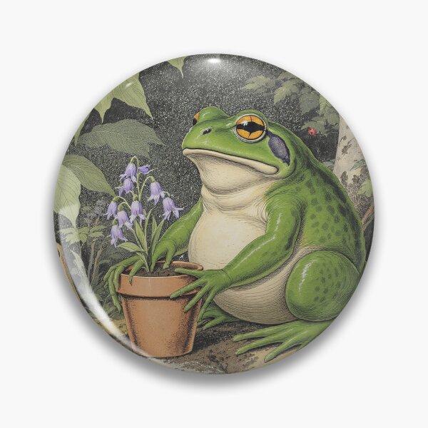 Item preview, Gardening Frog Art / Cottagecore Frog Illustration designed and sold by PictorialWhimsy.