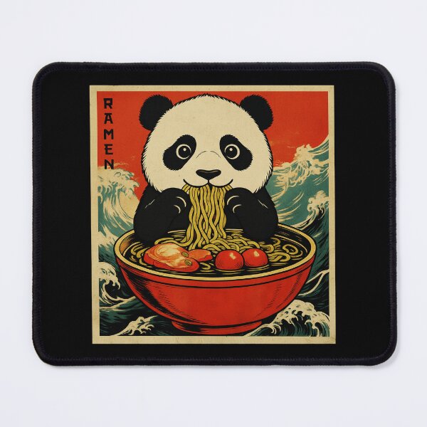 Item preview, RAMEN Panda Eating Noodles Vintage Illustration designed and sold by JEFDodsonArt.