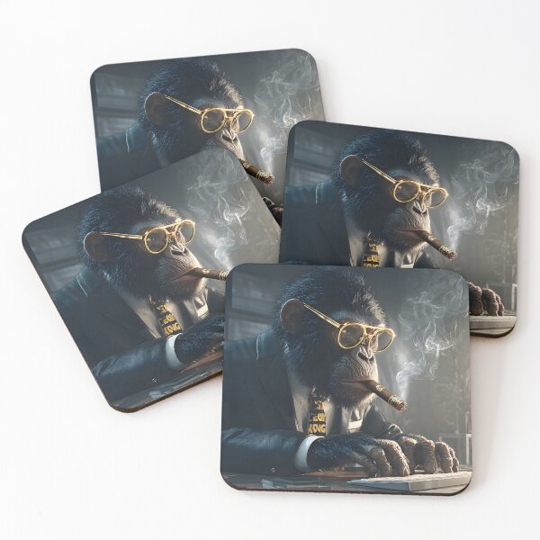 Item preview, Stylish Monkey Businessman at a Computer Desk designed and sold by Artessie.