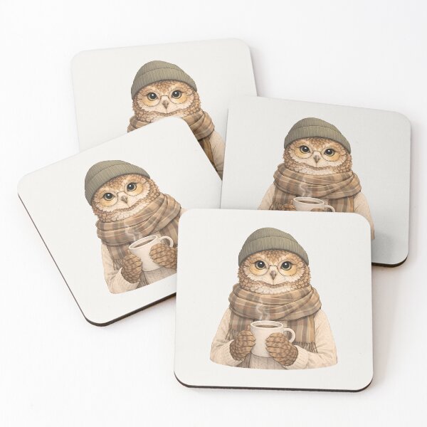 Item preview, Quiet Owl with Mug Illustration designed and sold by Ombrya.