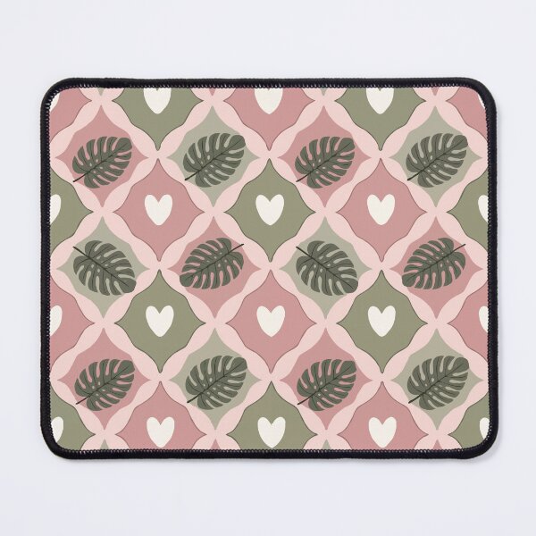 Item preview, Soft Pastel Rhombus Pattern with Heart and Monstera Leaf Motifs in a Repeating Design Seamless Pattern designed and sold by FRH Design ⭐⭐⭐⭐⭐.