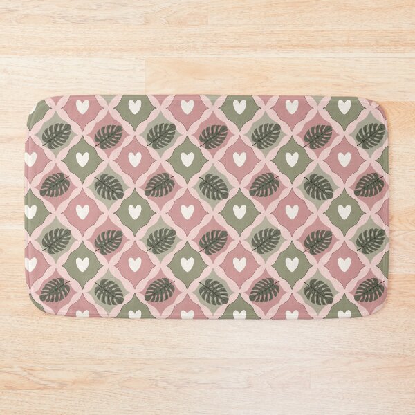 Item preview, Soft Pastel Rhombus Pattern with Heart and Monstera Leaf Motifs in a Repeating Design Seamless Pattern designed and sold by FRH Design ⭐⭐⭐⭐⭐.